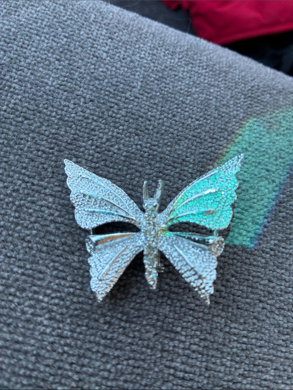 Sparkling Butterfly Brooch with Clear Rhinestones